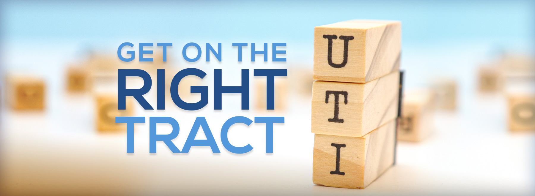 Illustration emphasizing the importance of addressing urinary tract infections with the phrase "get on the right tract."